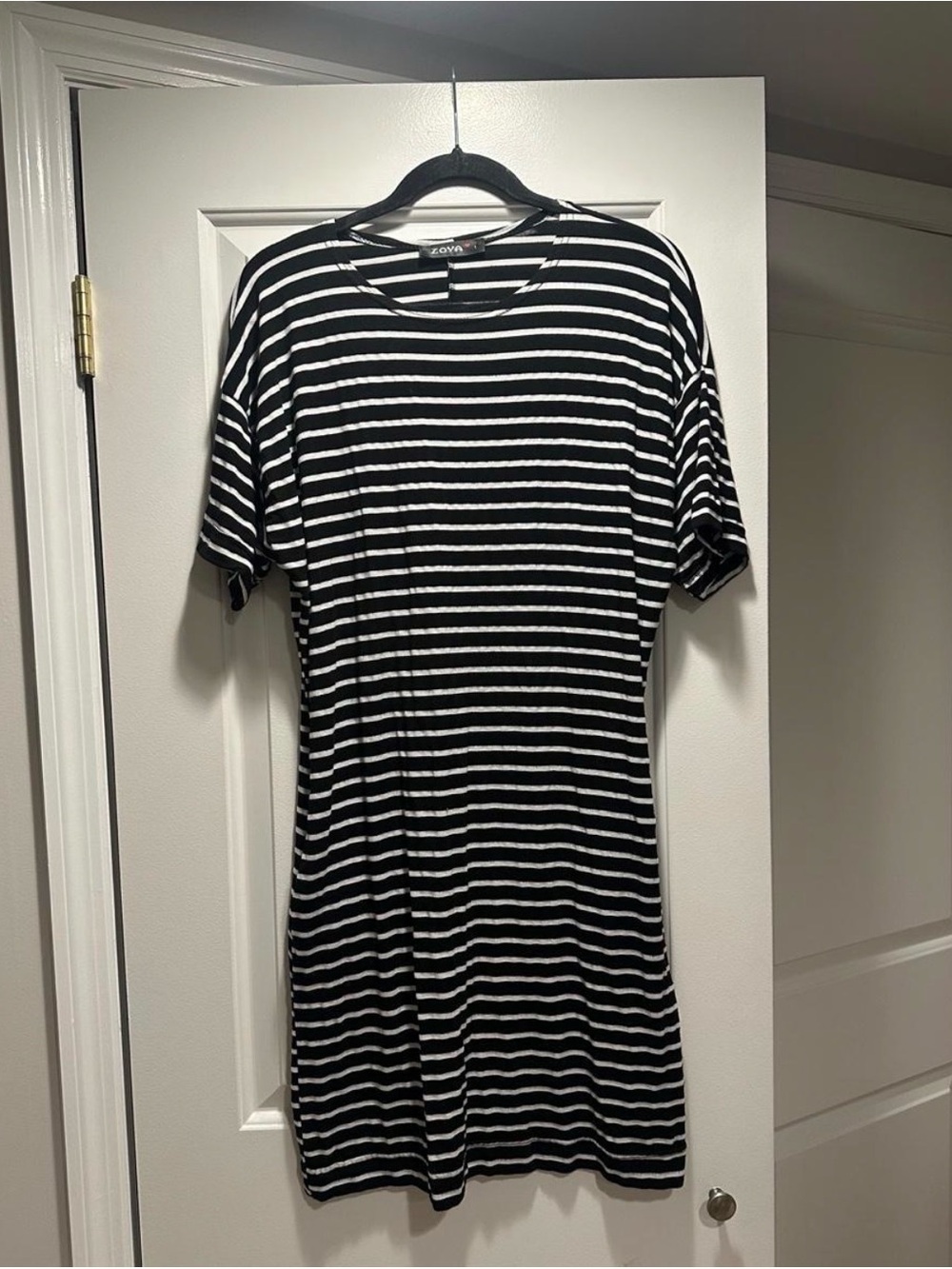 Zoya Black and White Striped Mini Dress